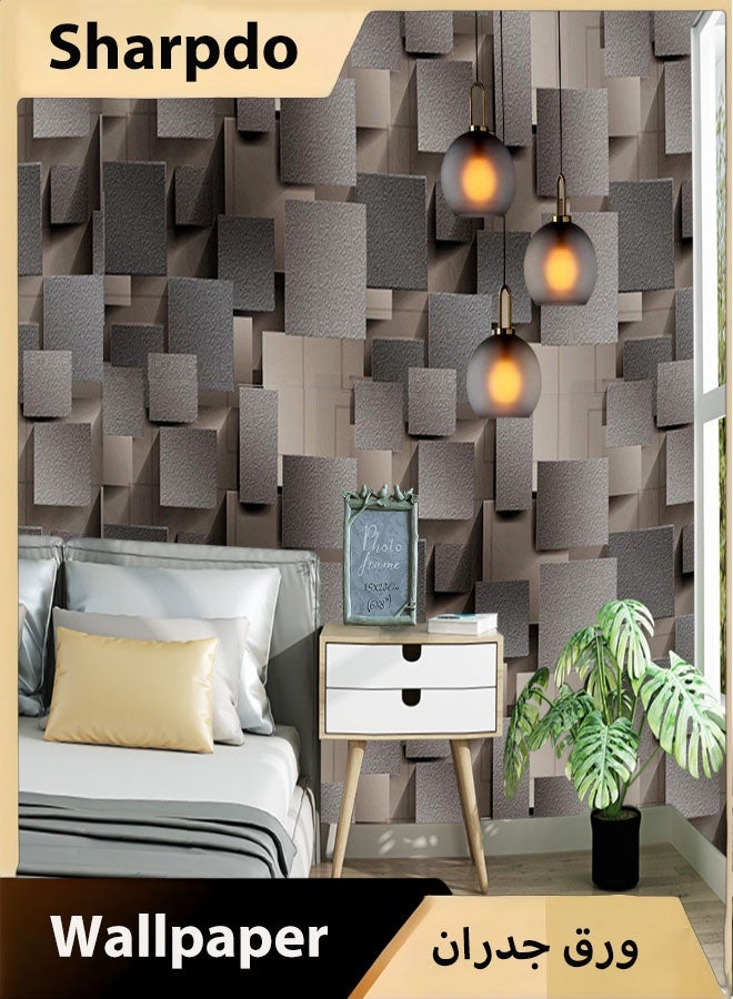 شاربدو ورق حائط رمادي ثلاثي الأبعاد مربع الشكل لتزيين الشرفة والمنزل وخلفية الحائط وورق حائط PVC - Image 1