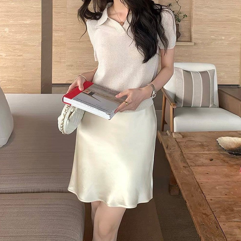Acetate Satin Pencil Skirt for Women - Image 1