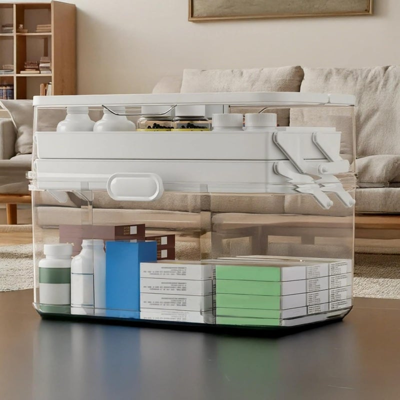 Portable Pharmaceutical Box, 3-Layer Organizer, Foldable, Travel & Home - Image 2