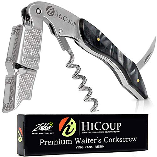HiCoup Kitchenware Hicoup Wine Opener  Professional Corkscrews for Wine Bottles wFoil Cutter and Cap Remover  Manual Wine Key for Servers Waiters Bartenders and Home Use  Ying Yang 