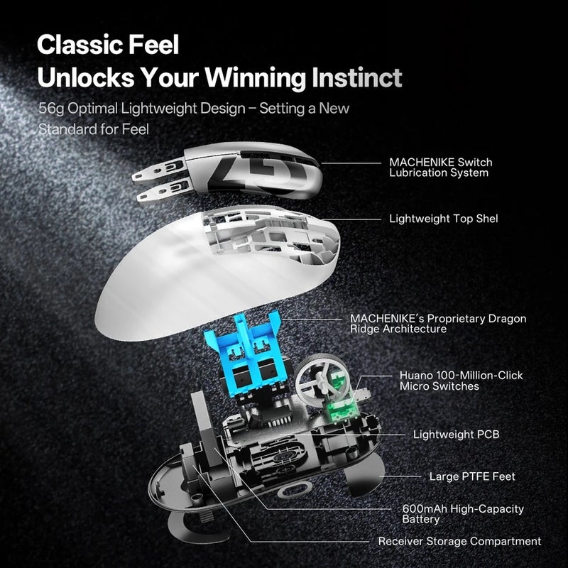 ماكينيك ماوس Machenike G7 Gaming Mouse, USB Wired and 2.4G Wireless, 24000 Dpi, 80 Ips, 6 Buttons, 56g, Rgb, for PC, Laptop - Image 5