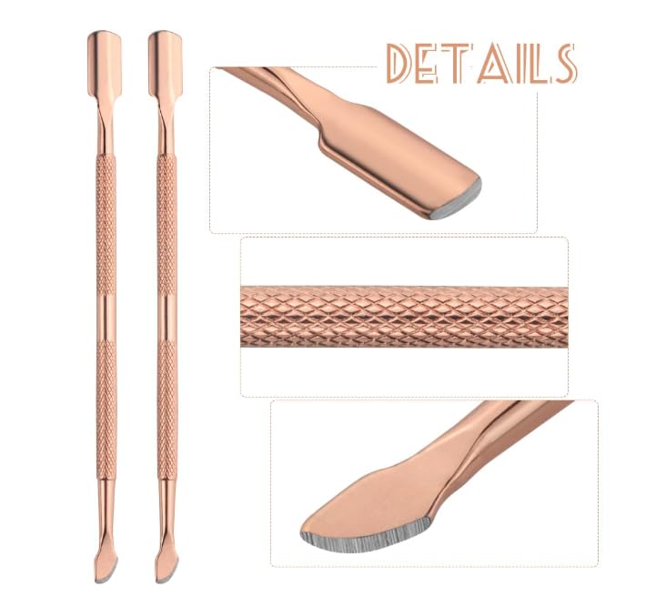 Generic NPAH 2PC Cuticle Trimmer with Cuticle Pusher Cuticle Nipper Professional Grade Stainless Steel Cuticle Remover Cutter Clipper Durable Pedicure Manicure Tools ROSE 2PC CUTICLE TOOLS  - Image 5