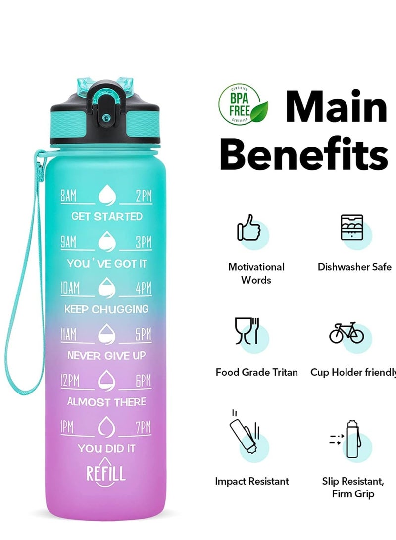 FFA SPORTS Fitness for All Sports Water Bottle with Time Marker  Leak proof 1L Water Bottle for Men Women and Office School Gym - Image 4