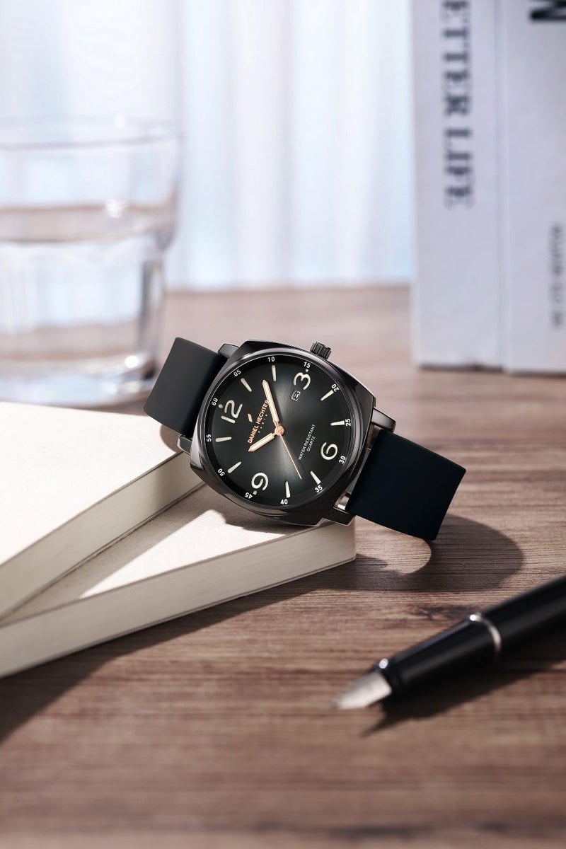 Daniel Hechter Paris Vaneau Collection Analog Watch for Men - Water Resistant Quartz Movement, Date Display with Silicon Strap - Image 3