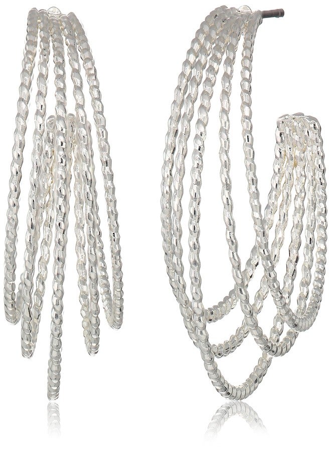 Napier Women's Silver-Tone Multilayered Hoop Earrings - Image 1
