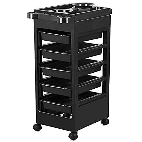 Sweetpea SWEETPEAFx 5 Layer Salon SPA Beauty Hairdressing Rolling Trolley Cart with Drawers Hair Dryer Service Tray Tool Storage Cart Black 5 DrawersTrolley  - Image 2