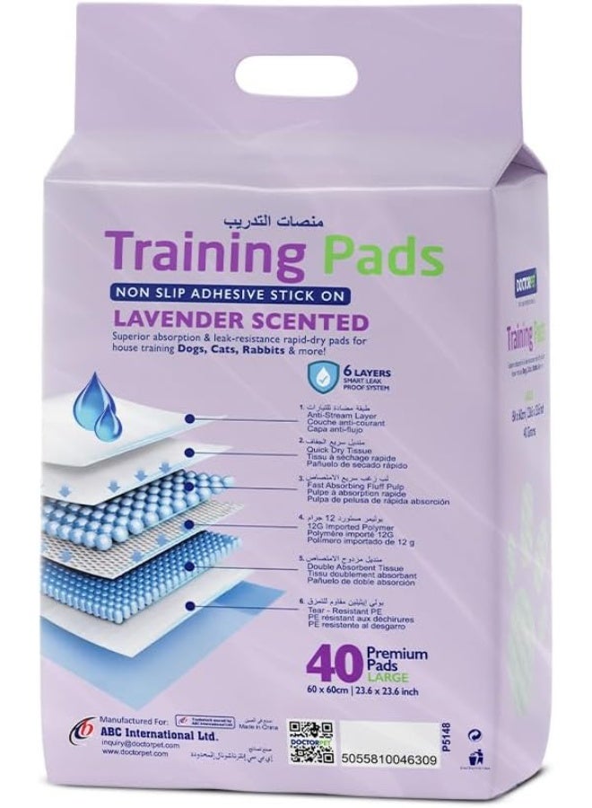 DoctorPet Doctor Pet Training Pads,Lavender Scented Non Slip Adhesive Stick on Pads, 60x60cm Size, 40g with 40 Premium Pads - Image 2