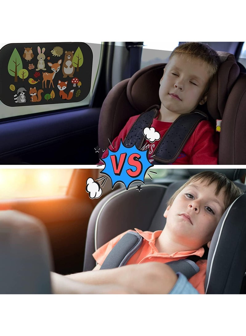 أوزيغالور قطعتين من ستائر حماية السيارات من الشمس - ستائر نوافذ جانبية لاصقة لحماية الأطفال والرضع والحيوانات الأليفة من الأشعة فوق البنفسجية (النمط 2) - Image 2