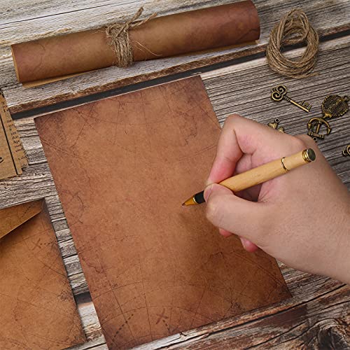 Zonon Vintage Stationary Paper and Envelopes Set, Writing Stationery Paper Letter and Envelopes Includes Sheets Antique Letter Papers, Kraft Envelopes, Retro Accessories, Rope (60 Pieces) - Image 4