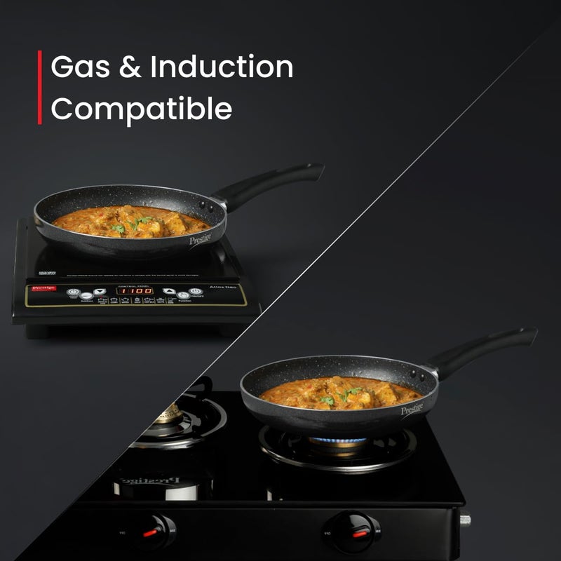 Prestige Non-Stick Omega Deluxe Granite Fry Pan | 24 Centimetre | Black | Induction Base | 5 Layer Non-Stick Cookware | Dishwasher Safe | 2-Layer Metallic Finish - Image 4