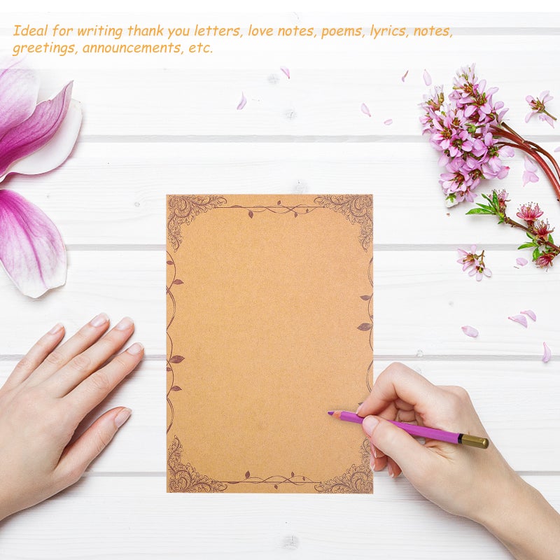 Writing Stationery Paper Simple Vintage Unlined Stationary For Holidays Expressing Emotions 21.00X14.50X0.10CM 64Pcs - Image 3