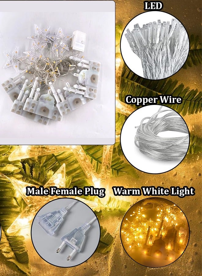 Eworld LED String Lights with 8 Lighting Modes for Eid and Ramadan Decorations, 3.5m Islamic Night Lights Featuring Stars and Mosque Design, USB and Battery Powered, Waterproof and Safe for Indoor and Outdoor Use - Image 2