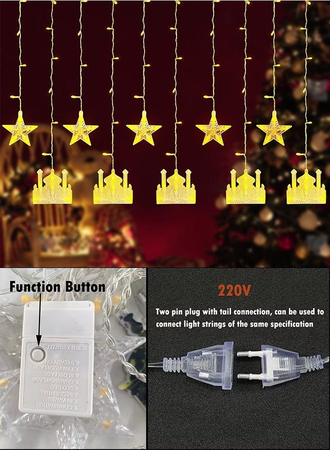 Eworld LED String Lights with 8 Lighting Modes for Eid and Ramadan Decorations, 3.5m Islamic Night Lights Featuring Stars and Mosque Design, USB and Battery Powered, Waterproof and Safe for Indoor and Outdoor Use - Image 3