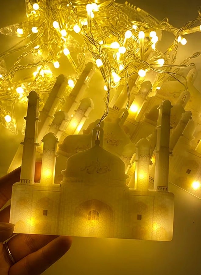 Eworld LED String Lights with 8 Lighting Modes for Eid and Ramadan Decorations, 3.5m Islamic Night Lights Featuring Stars and Mosque Design, USB and Battery Powered, Waterproof and Safe for Indoor and Outdoor Use - Image 4