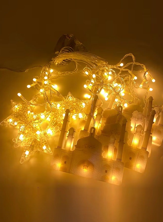 Eworld LED String Lights with 8 Lighting Modes for Eid and Ramadan Decorations, 3.5m Islamic Night Lights Featuring Stars and Mosque Design, USB and Battery Powered, Waterproof and Safe for Indoor and Outdoor Use - Image 5