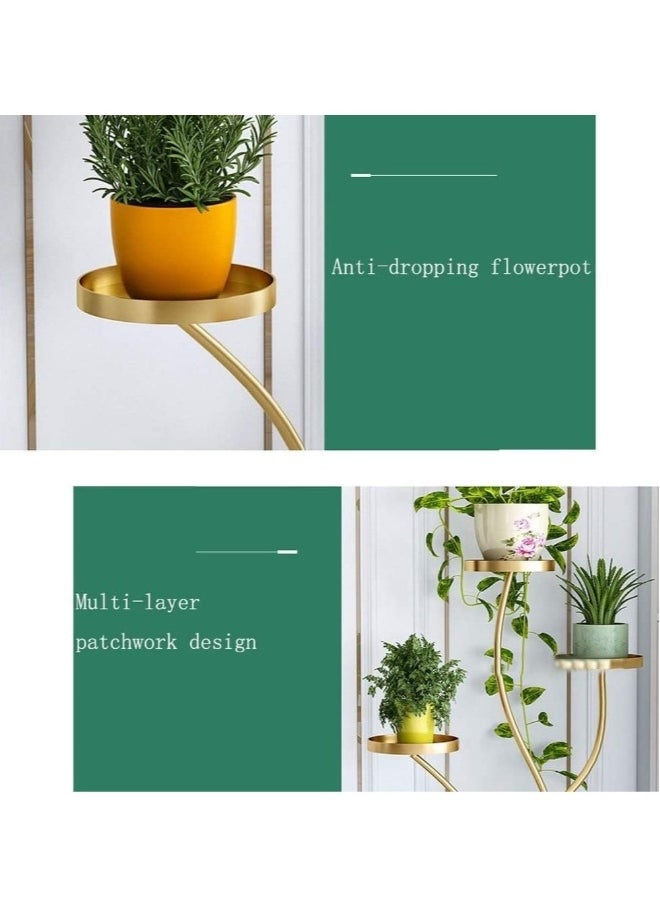 JOMILA Iron Curved Plant Stand Simple Indoor Floor-standing Flower Stand Suitable For Bedroom Balcony Home Plant Shelf Decoration (Gold)  - Image 3