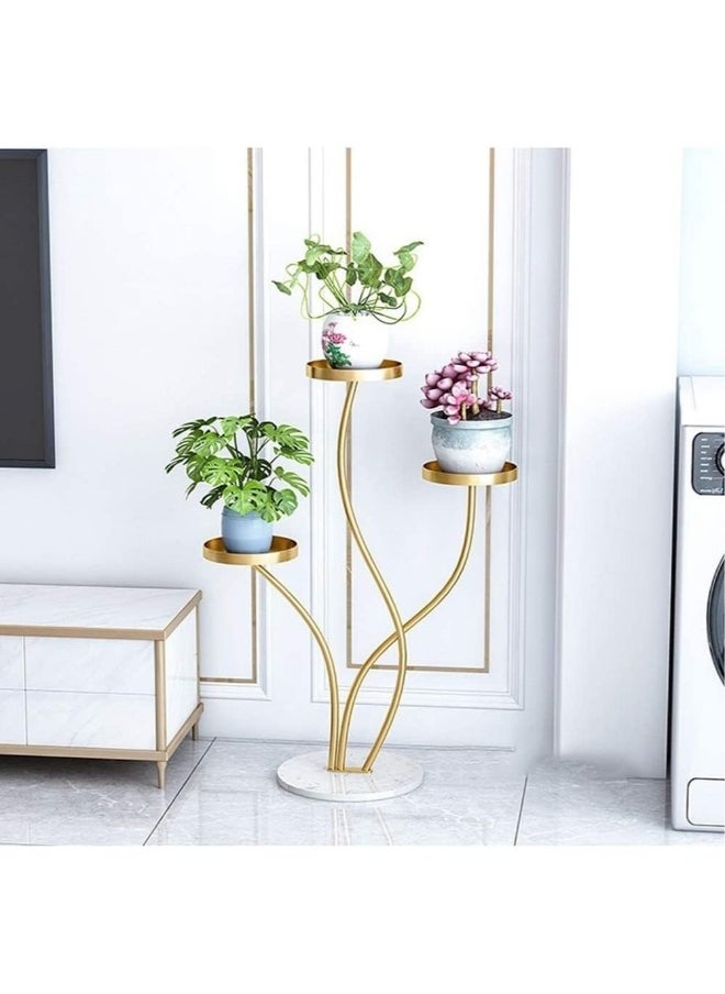 JOMILA Iron Curved Plant Stand Simple Indoor Floor-standing Flower Stand Suitable For Bedroom Balcony Home Plant Shelf Decoration (Gold)  - Image 2