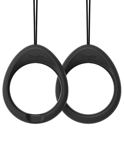 Ringke Finger Ring Phone Strap 2 Pack Soft Slim Lightweight Lanyard Durable Loop AntiSlip Silicone Wrist Strap Compatible with Phone Cases Keys Cameras and More Black Black - Image 1