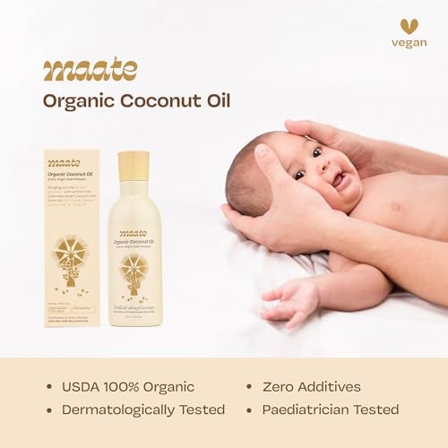 Maate Baby Organic Coconut Oil (200 ml) | Extra Virgin Cold Pressed | Made With Pollachi Dwarf Coconut | for Baby Body Massage & Hair Care | Baby Hair Oil 0-12 Years | Nourishes & Moisturise - Image 4