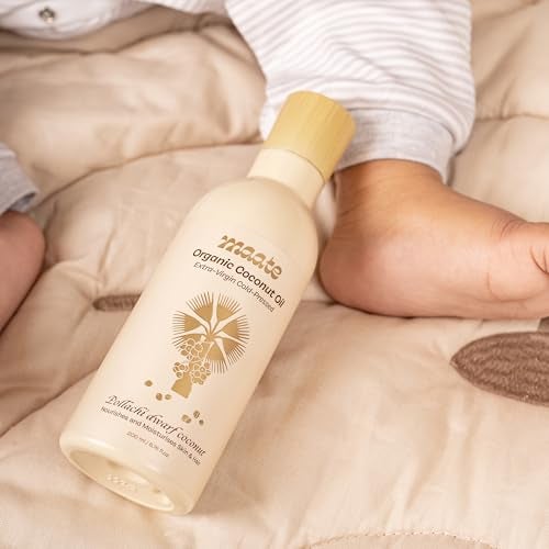 Maate Baby Organic Coconut Oil (200 ml) | Extra Virgin Cold Pressed | Made With Pollachi Dwarf Coconut | for Baby Body Massage & Hair Care | Baby Hair Oil 0-12 Years | Nourishes & Moisturise - Image 5