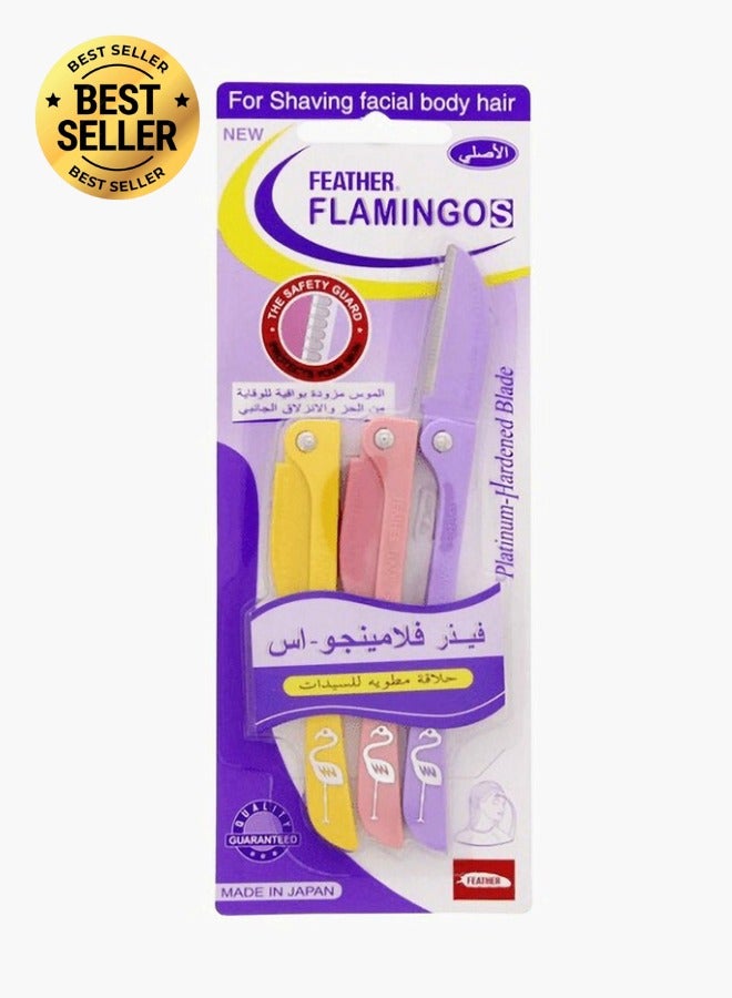 فيذر-فلامنجو شفرة فيذر فلامنغو لإزالة شعر الحواجب للنساء عبوة من 3 شفرات للوجه والتقشير الآمن للبشرة الحساسة - Image 1