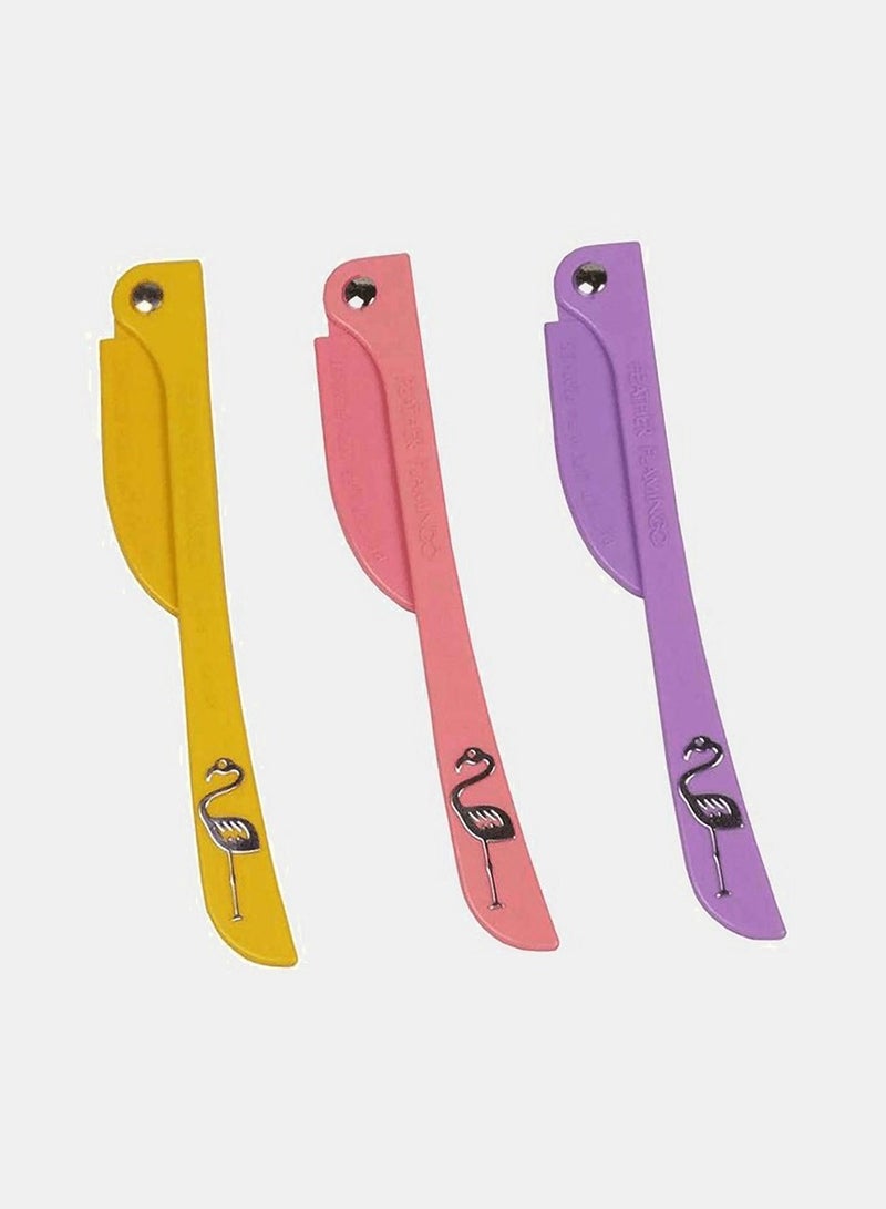 فيذر-فلامنجو شفرة فيذر فلامنغو لإزالة شعر الحواجب للنساء عبوة من 3 شفرات للوجه والتقشير الآمن للبشرة الحساسة - Image 3