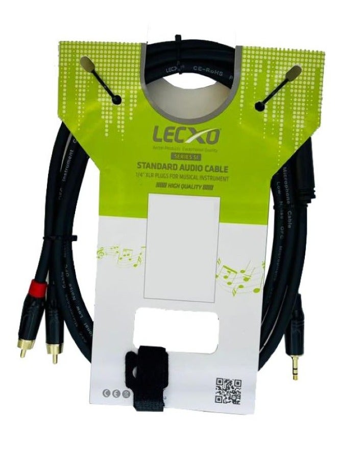 Lecxo AUX Audio Cable 2RCA to 3.5mm - 2M - Image 1