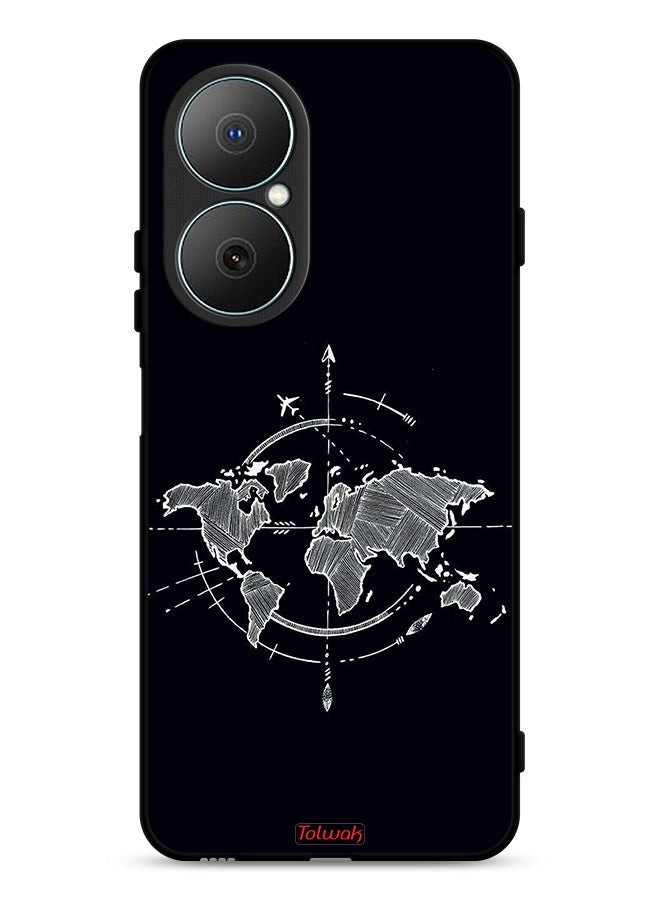 Tolwak Huawei Nova Y73 Protective Case Cover Compass Art