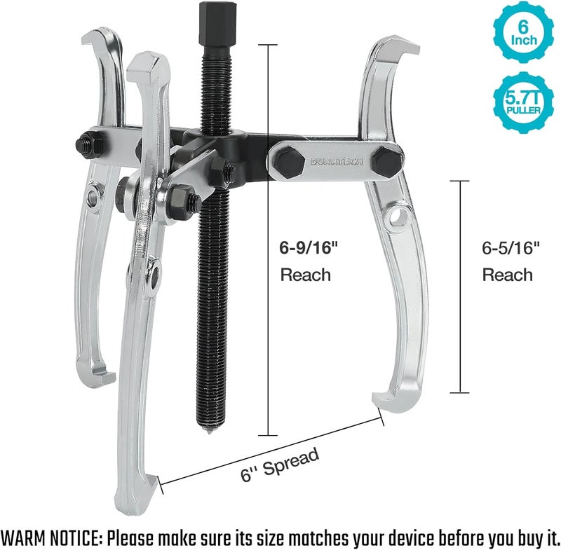 DURATECH 6-Inch 3-Jaw Gear Puller Tool - Image 3