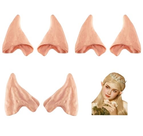 Kbraveo 3 Pairs Latex Soft Elf Ear Fake Ears Ear Tips for Halloween Cosplay Costumes Themed Party Accessories - Image 1