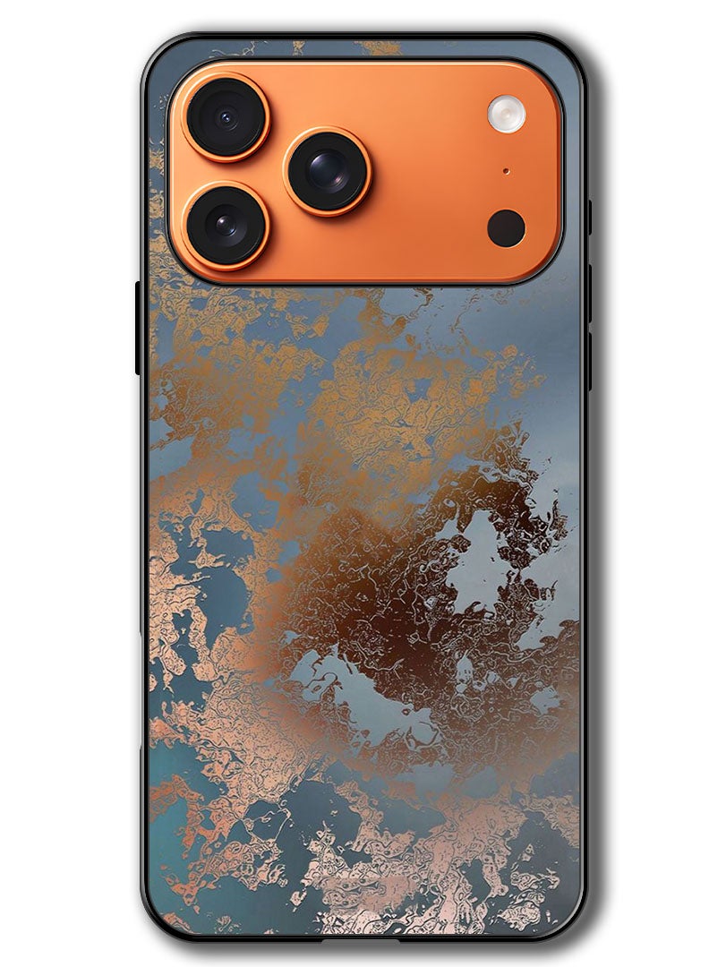 Theodor حافظة متوافقة مع آبل آيفون 17 برو ماكس 6.9 بوصة حماية مضادة للصدمات غطاء بامبر بتصميم ذهبي رمادي - Image 1