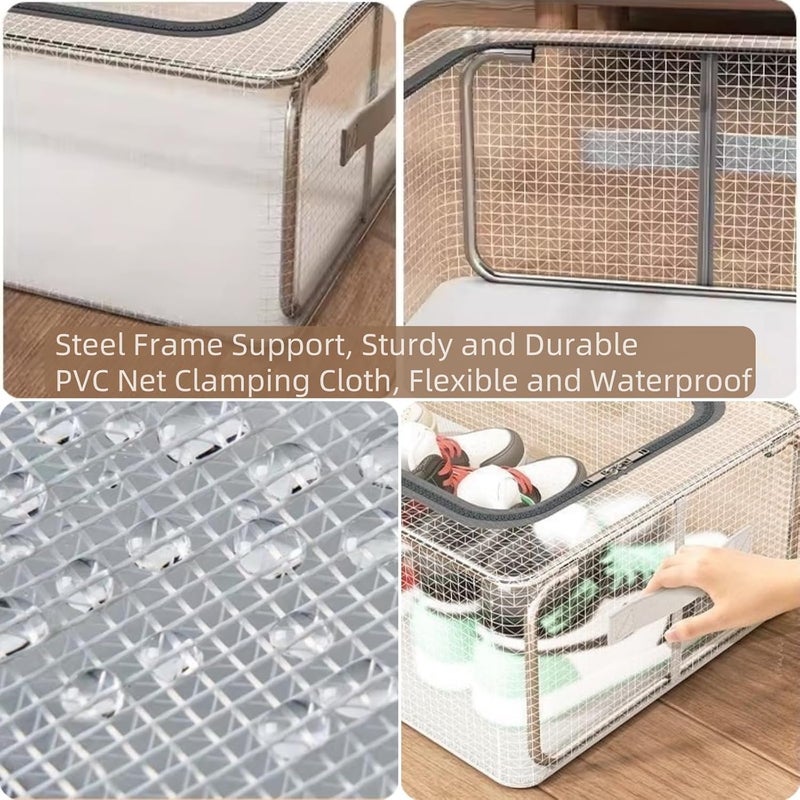 Zorzel Transparent Plastic Stackable Shoe Box Waterproof Dustproof Shoe Storage Box Shoe Organizer for Closet Household Bed Bottom Shoe Rack Foldable SpaceSaving Artifact 1 Pc Zipper Opening - Image 2