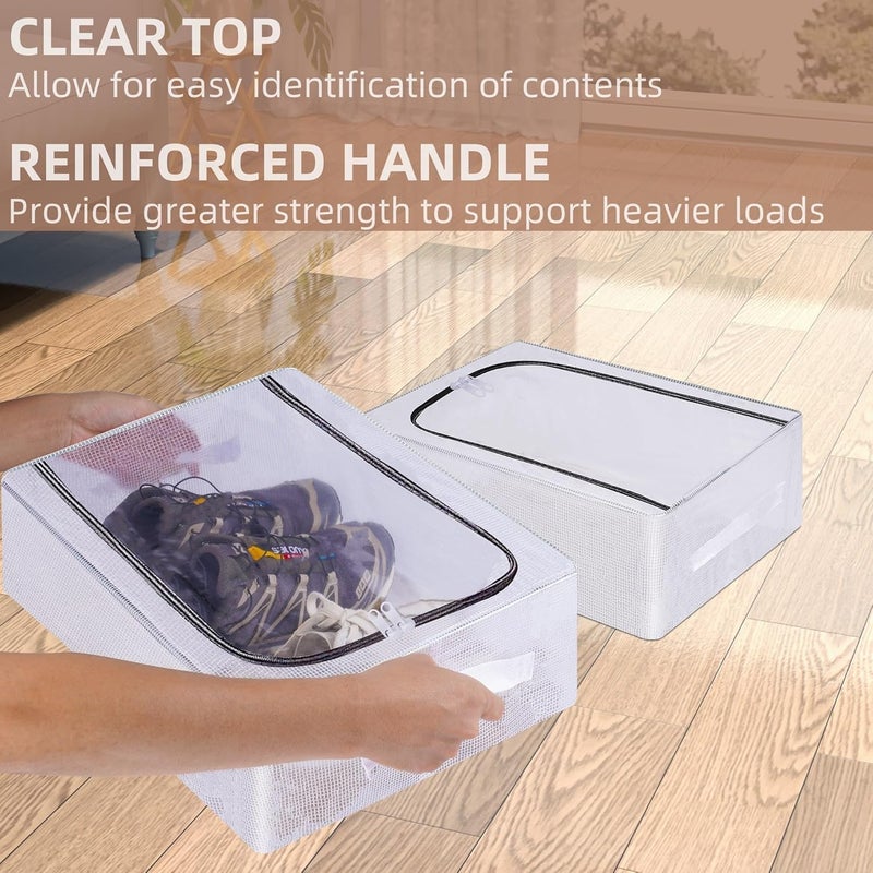 Zorzel Transparent Plastic Stackable Shoe Box Waterproof Dustproof Shoe Storage Box Shoe Organizer for Closet Household Bed Bottom Shoe Rack Foldable SpaceSaving Artifact 1 Pc Zipper Opening - Image 3