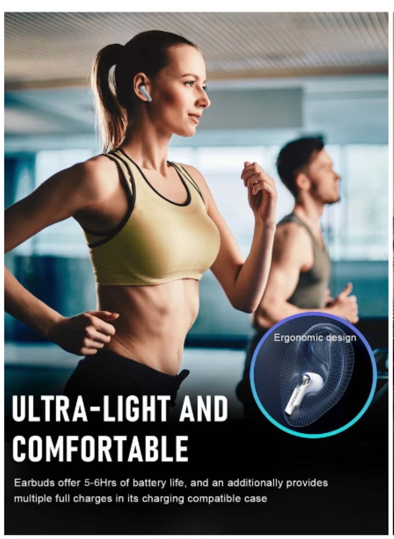 BETMI - BETMI - True Wireless Earbuds - In-Ear Bluetooth5.4 Headphones, IPX5 Waterproof TWS With Dual Mic For Sport, Light-Weight Earphones For Android iOS/iPhone - White-Blue - Image 1