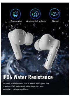 BETMI True Wireless Earbuds - In-Ear Bluetooth5.4 Headphones, IPX5 Waterproof TWS With Dual Mic For Sport, Light-Weight Earphones For Android iOS/iPhone - White-Blue  - Image 5