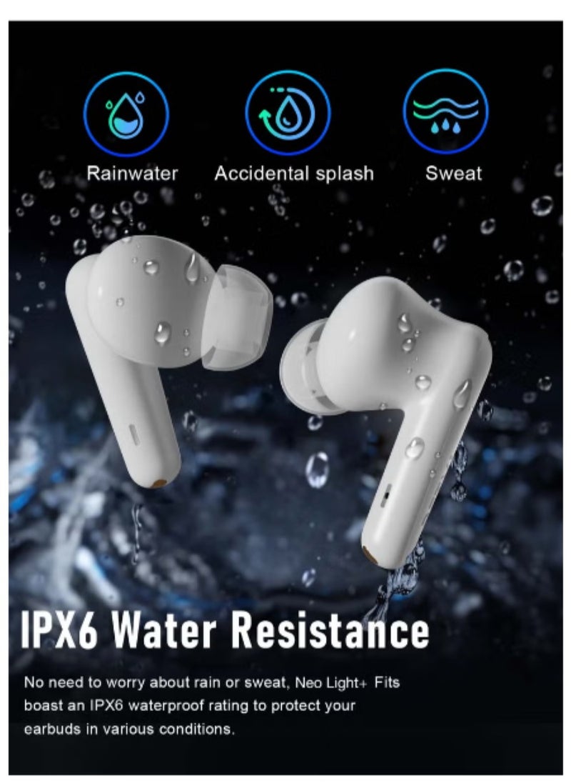 BETMI - BETMI - True Wireless Earbuds - In-Ear Bluetooth5.4 Headphones, IPX5 Waterproof TWS With Dual Mic For Sport, Light-Weight Earphones For Android iOS/iPhone - White-Blue - Image 1
