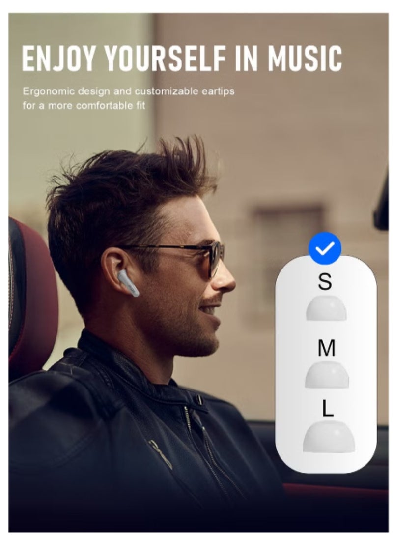 BETMI - BETMI - True Wireless Earbuds - In-Ear Bluetooth5.4 Headphones, IPX5 Waterproof TWS With Dual Mic For Sport, Light-Weight Earphones For Android iOS/iPhone - White-Blue - Image 1