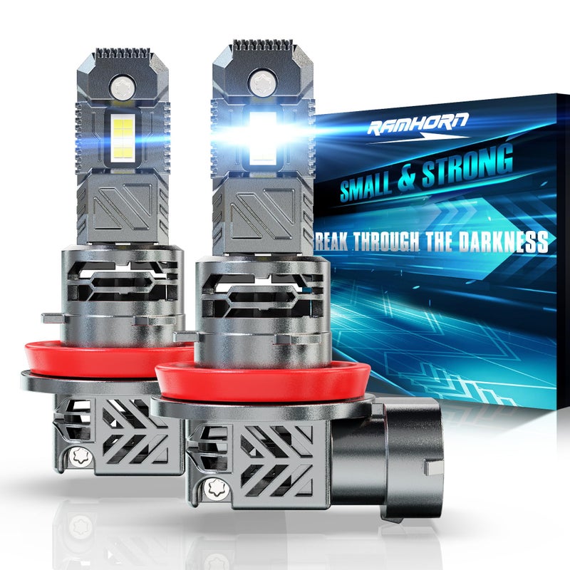 RAMHORN H11 Light Bulbs Light Bulbs 500 Brightness Upgraded Design 6500K White PlugNPlay Fog Light Pack of 2