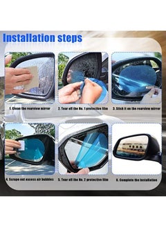 Generic 4 Pieces of Car Rearview Mirror Film, HD Nano Clear Protective Sticker Film, Waterproof Rainproof Antifogging for Car Mirrors and Side Windows, Car Trucks SUVs Safe Driving  - Image 4