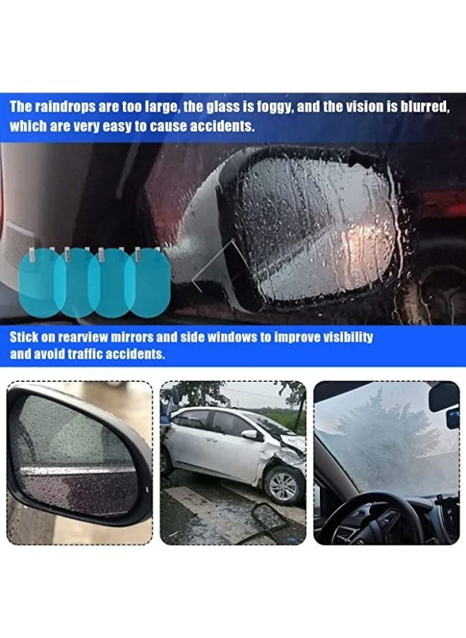 Generic 4 Pieces of Car Rearview Mirror Film, HD Nano Clear Protective Sticker Film, Waterproof Rainproof Antifogging for Car Mirrors and Side Windows, Car Trucks SUVs Safe Driving  - Image 5