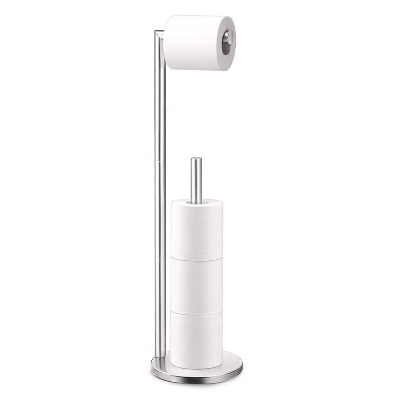SUPVOX Supvox® Toilet Paper Roll Holder 2 in 1 Toilet Paper Roll Organizer Floor Stand 26.9 Inches Toilet Paper Roll Holder Stand Stainless Steel Toilet Paper Roll Holder for Living Room, Bathroom, Kitchen - Image 1