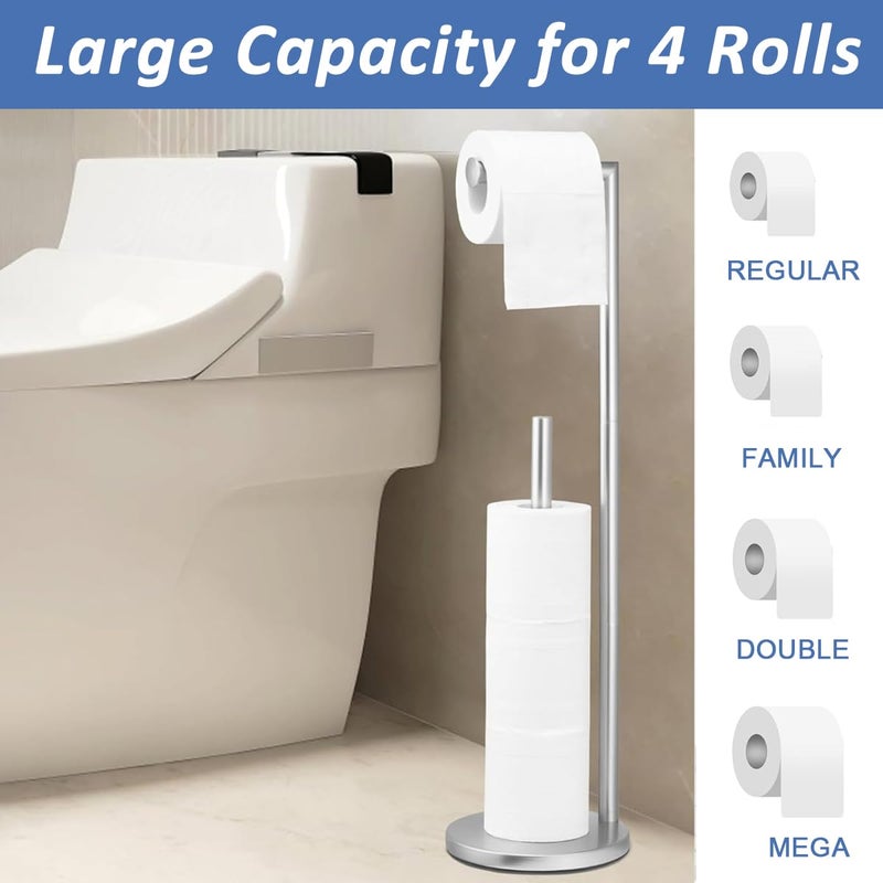SUPVOX Supvox® Toilet Paper Roll Holder 2 in 1 Toilet Paper Roll Organizer Floor Stand 26.9 Inches Toilet Paper Roll Holder Stand Stainless Steel Toilet Paper Roll Holder for Living Room, Bathroom, Kitchen - Image 4