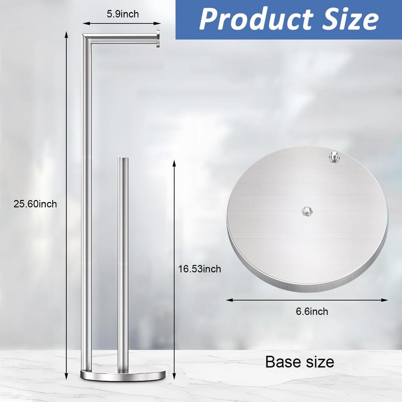 SUPVOX Supvox® Toilet Paper Roll Holder 2 in 1 Toilet Paper Roll Organizer Floor Stand 26.9 Inches Toilet Paper Roll Holder Stand Stainless Steel Toilet Paper Roll Holder for Living Room, Bathroom, Kitchen - Image 2
