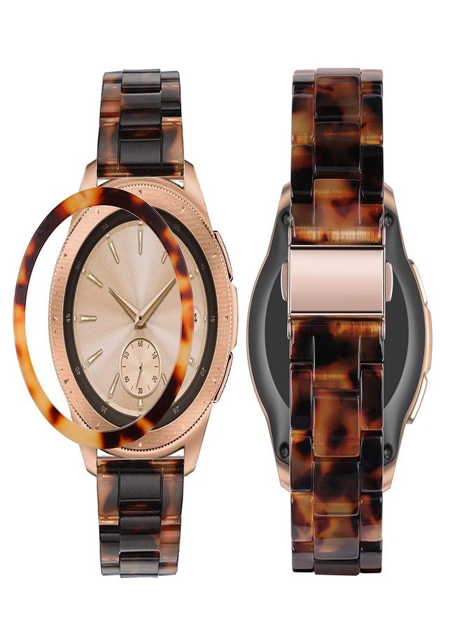 Omter حزام أومتر متوافق مع ساعة سامسونج جالكسي 42 مم / جير سبورت / ساعة 4 كلاسيك 42 مم + إطار للنساء والرجال 20 مم حزام معصم من الراتنج (لون السلحفاة) - Image 2