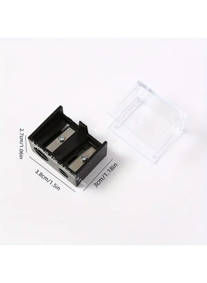 Double Hole Portable Manual Makeup Pencil Sharpener With Debris Bin For Eyebrow Cosmetic Pencils - Image 2