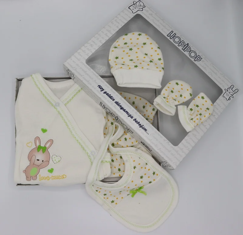 Hopipop Hospital Release Newborn Baby Cotton Printed Bodysuit Set of 5