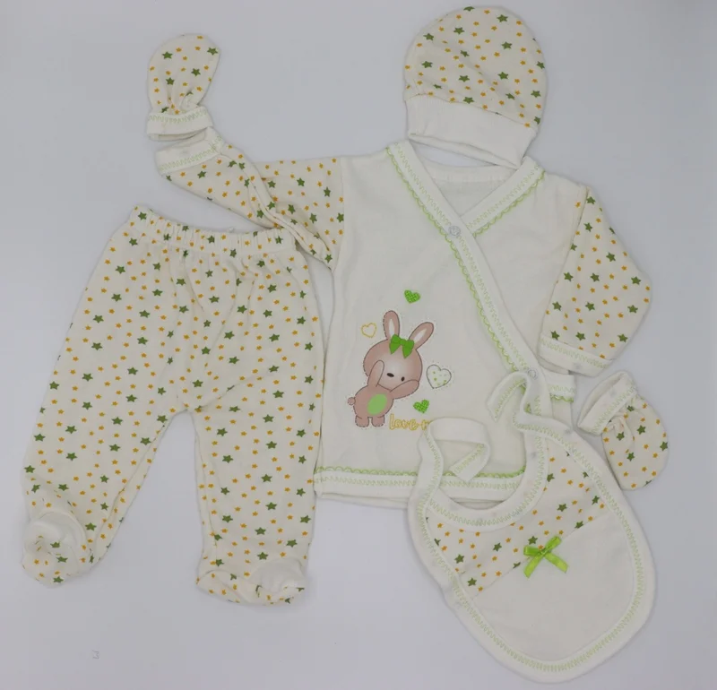 Hopipop Hospital Release Newborn Baby Cotton Printed Bodysuit Set of 5