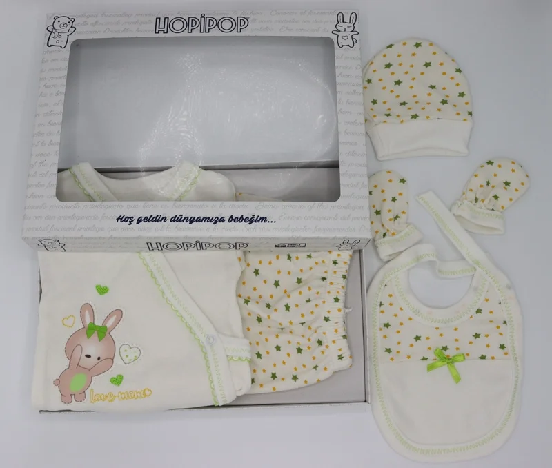 Hopipop Hospital Release Newborn Baby Cotton Printed Bodysuit Set of 5