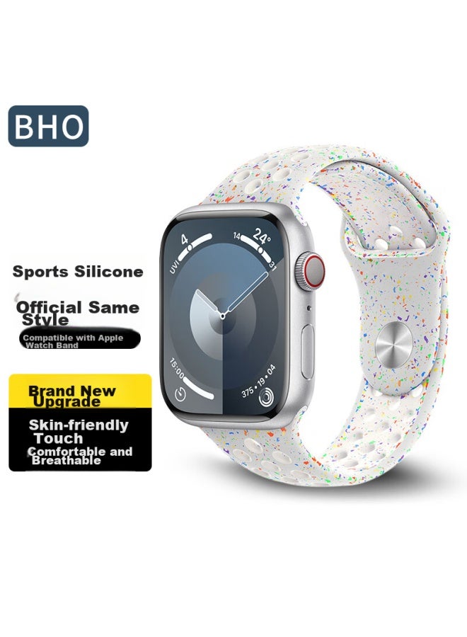 Bho Suitable For Apple Watch Bands, Apple Watch S10/ultra2/s9 Sports Band, Iwatch S8/7/6/5/4/se Breathable Hole Silicone Strap - Image 1
