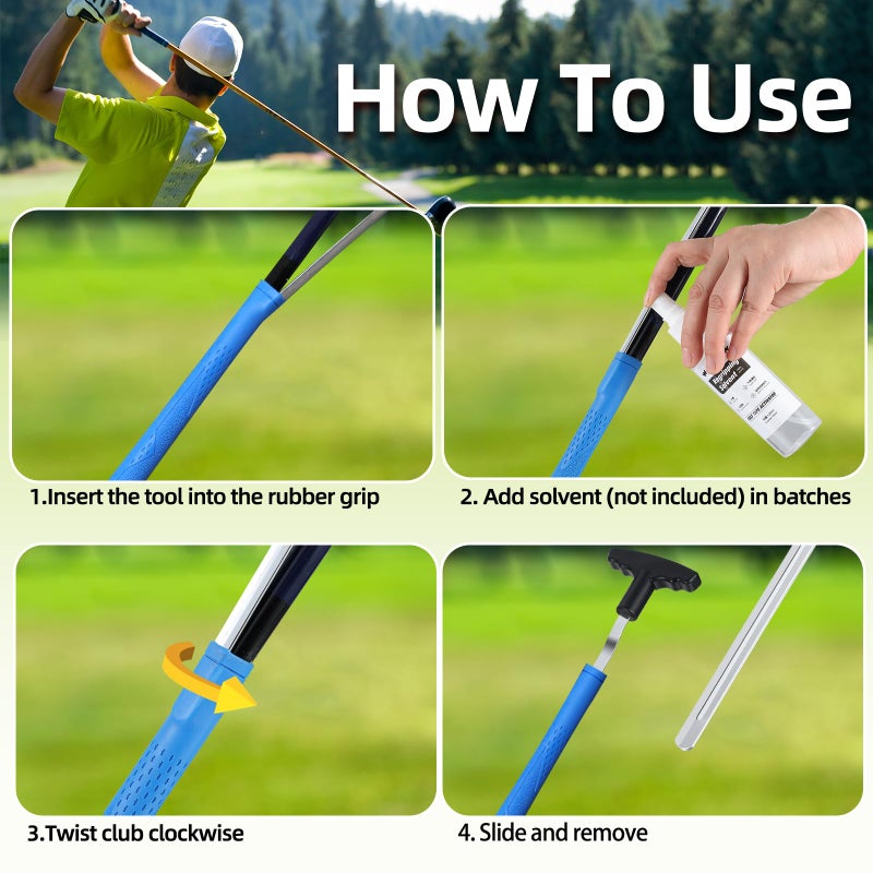 Golf Grip Removal Tool - 12 V-Groove Grip Saver Tool - Compatible with Irons, Woods u0026 Standard Putter Grips - Use with Solvent| High-Carbon Steel | Protects Grips - Image 3